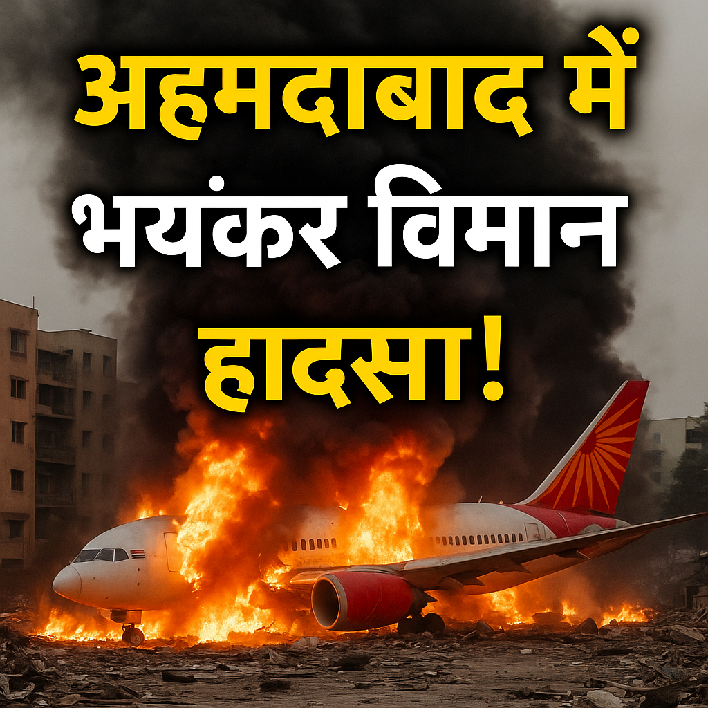 a plane on fire with a building in the background