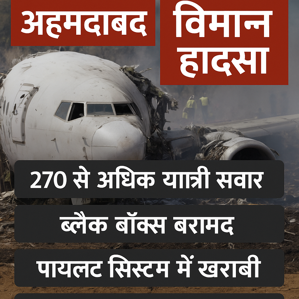 अहमदाबाद विमान हादसा 2025: 270 यात्रियों की मौत, ब्लैक बॉक्स बरामद, जांच जारी
